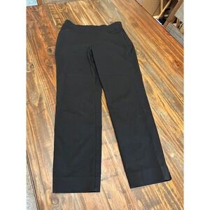 Chico's Perfect Stretch Ankle Pants Black‎ Career Dress Slit Hem Size 0 32"